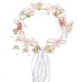 thumbnail image 1 of Guirnalda de flores nupcial hecha a mano, diadema con lazo, diadema para dama de honor, corona para el pelo, cinta ajustable, festivales de boda, fiesta, Cosplay, 1 of 5