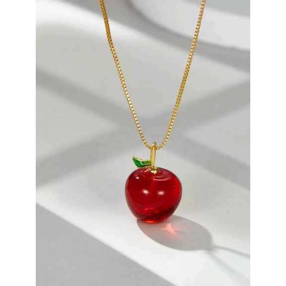 QQTDFG Apple Fruit Charm Necklace Dainty Necklace Novelty Necklace Creative Necklace-default