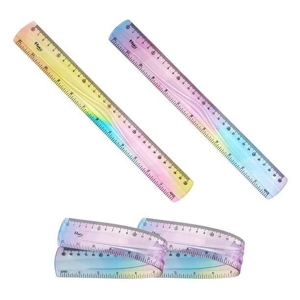 Pack of 2 Flexible Rulers for School 30 cm Soft Plastic Ruler Colour Gradient Flexible Ruler