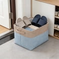 thumbnail image 3 of Foldable Fabric Storage Bin - Large-Capacity Organizer for Clothes/Toys/Gifts, Soft Collapsible Storage Basket for Home Use, Durable Washable Fabric with Reinforced Handles, 15*11*9in, Blue, 3 of 7