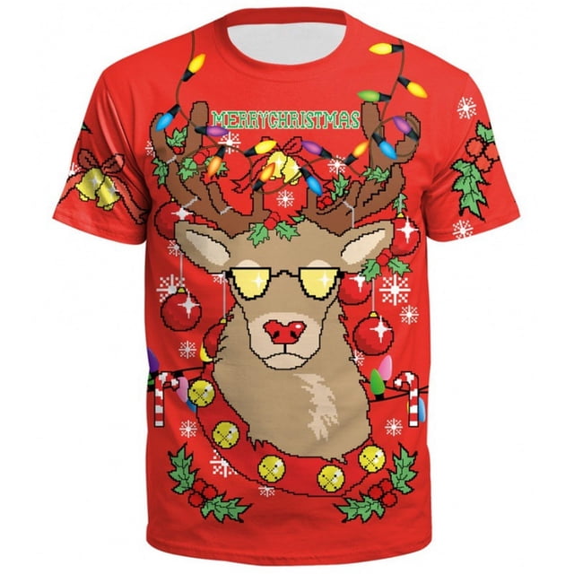 LUOGENLI T-shirts pour Homme pour Hommes de Noël à Manches Courtes Col Rond T-Shirt pour Hommes et Femmes 4TG T-shirts pour Hommes T-shirts Graphiques T-Shirt de la Saint-Patrick T-shirts Hommes Blanc Saint-Patrick Rouge TTTG