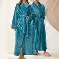 thumbnail image 5 of Joau Women's Long Fleece Robes Soft Plush Bathrobe Winter Warm Flannel Nightgowns Long House Coat Luxury Dressing Gown with Pockets, 5 of 6