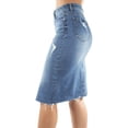 thumbnail image 2 of Fashion2Love Womens Junior Plus Size Juniors below Knee Length Midi Pencil Ripped Denim Skirt, 2 of 9