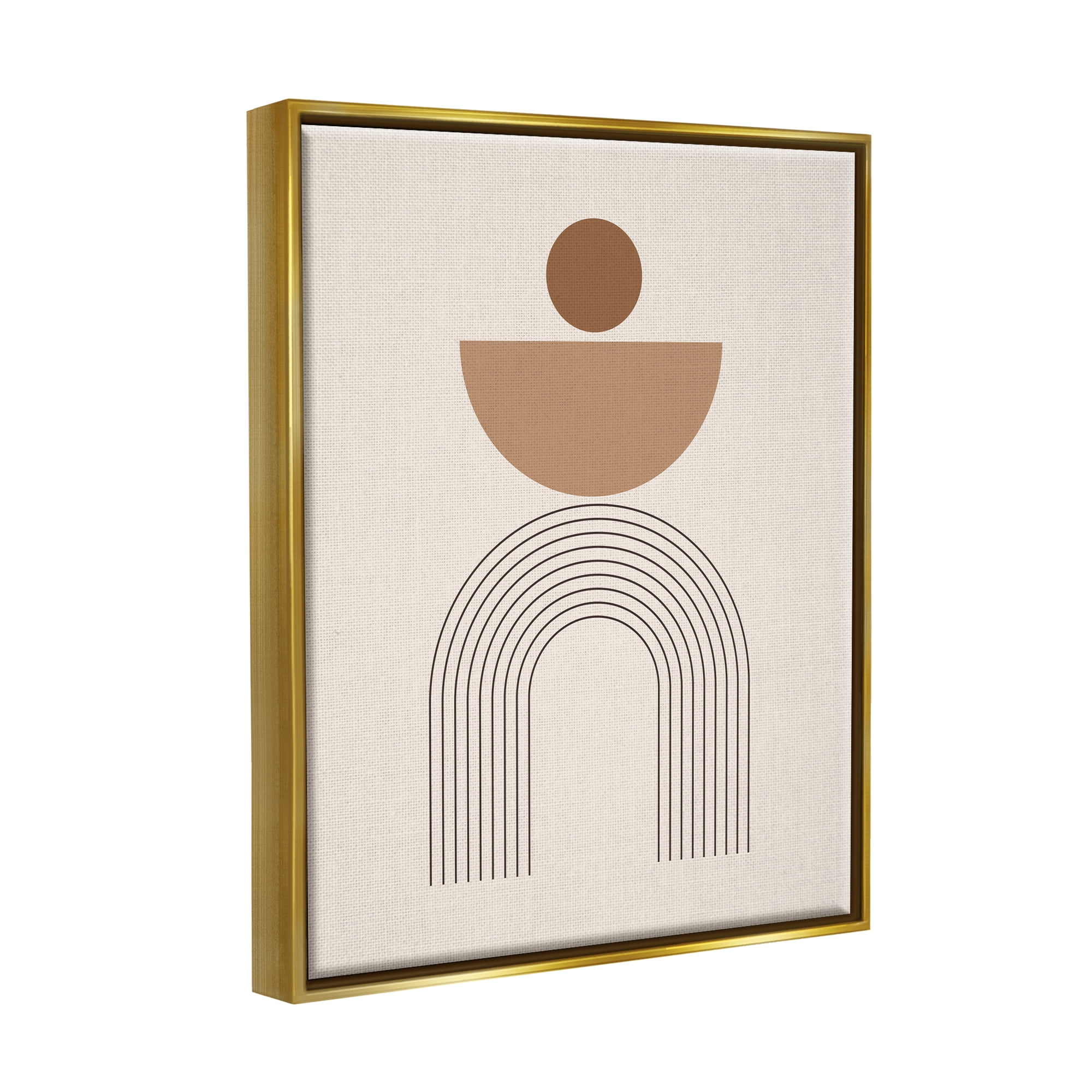Stupell Industries Brown Boho Arch Abstract Painting Gold Floater Framed Art Print Wall Art, 25 x 31