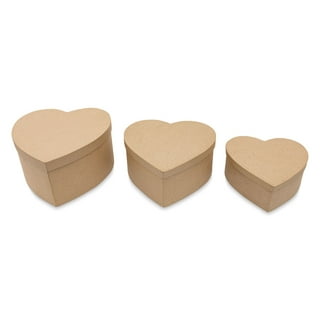 Case Premade Paper Mache Heart Boxes - Stacking Papier Mache Cardboard  Heart Shape Box (7-1/4, 8-1/2 and 9-1/4) DIY Painting Craft Gift Boxes  with