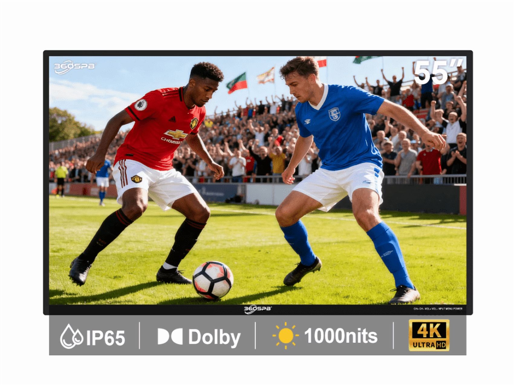 55" Outdoor Google TV, 4K Ultra HD Outdoor TVs, 1000nits Sunlight Weatherproof TV, IP65 Outdoor Television, Voice Control, Screen Mirroring, Compatible with Dolby, Waterproof TVs for Patios, Sports