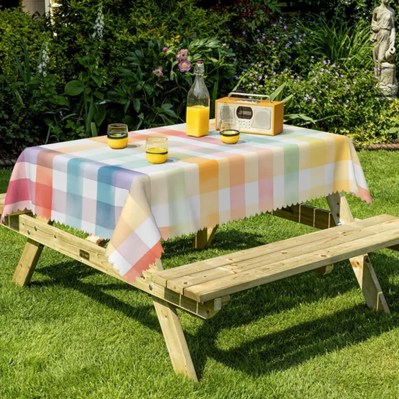 Nanqianyi Colorful Grid Rectangle Tablecloth, Waterproof Wrinkle Resistant, 52 x 70 Inch, Washable Table Cover for Restaurant Picnic Indoor Outdoor