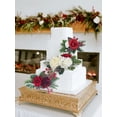 thumbnail image 4 of Rinlong para decoración de tartas, 3 unidades, flores navideñas de color burdeos, 4 of 7