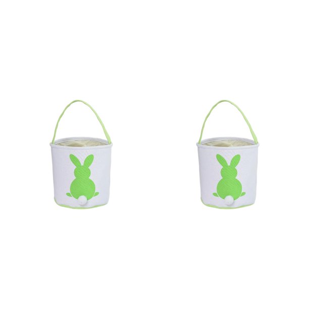 Injueey Bolso de conejito Conveniencia Aspecto lindo Cubos de vacaciones Decorativos Patrones surtidos Bolsos con asa de cubo de conejo Cola cola verde 2piezas