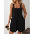 thumbnail image 6 of Outdoor Trendy Jumpsuits for Women Sleeveless Suspender Wide Leg Overall Shorts Solid Casual Summer Rompers for Beach, 6 of 8