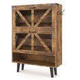 thumbnail image 6 of Prime Garden Shoe Cabinet with 2 Flip Drawers, Freestanding Shoe Cabinet Organizer with Metal Legs, Shoes Storage Cabinet for Entryway, Narrow Shoe Rack Cabinet, Brown, 6 of 6