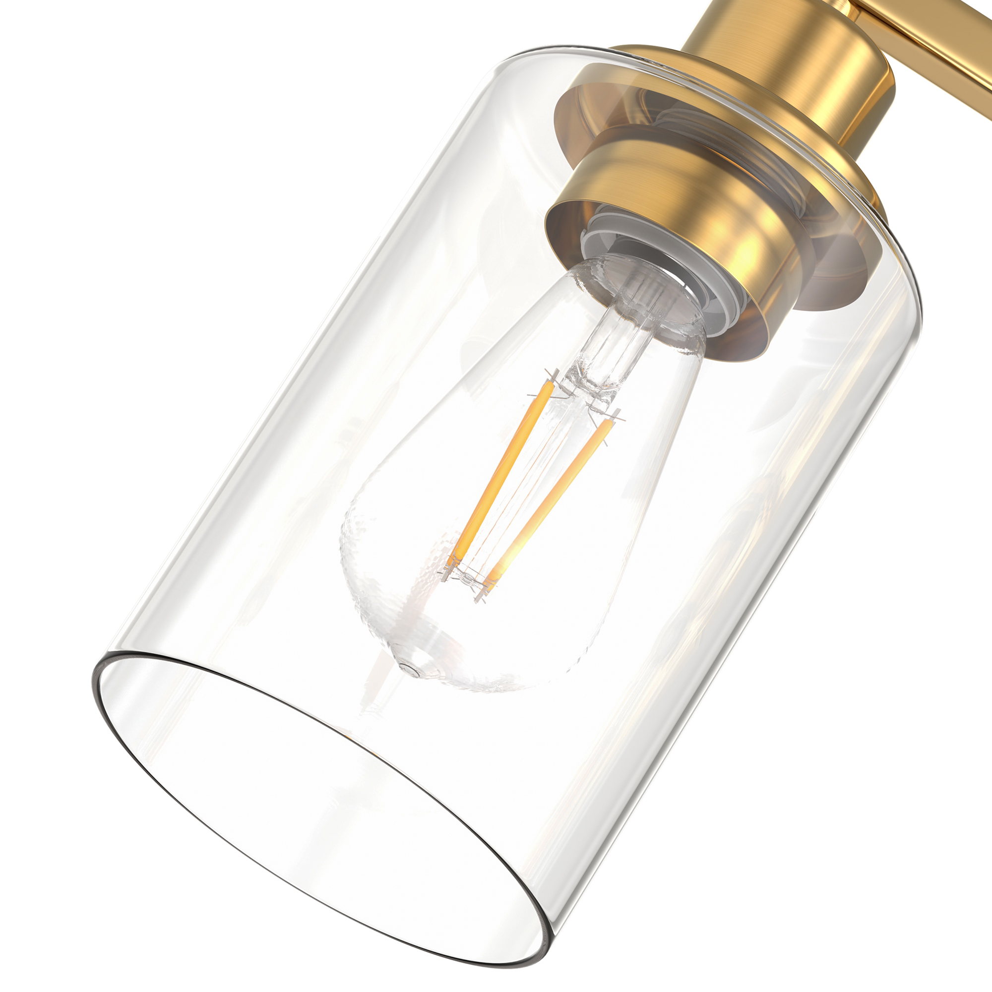 YANSUN 32 in 4-Light Gold Industrial Bathroom Vanity Light with Clear Glass Shades, for Master Bath, Guest Bathroom, Powder Room or Bedroom