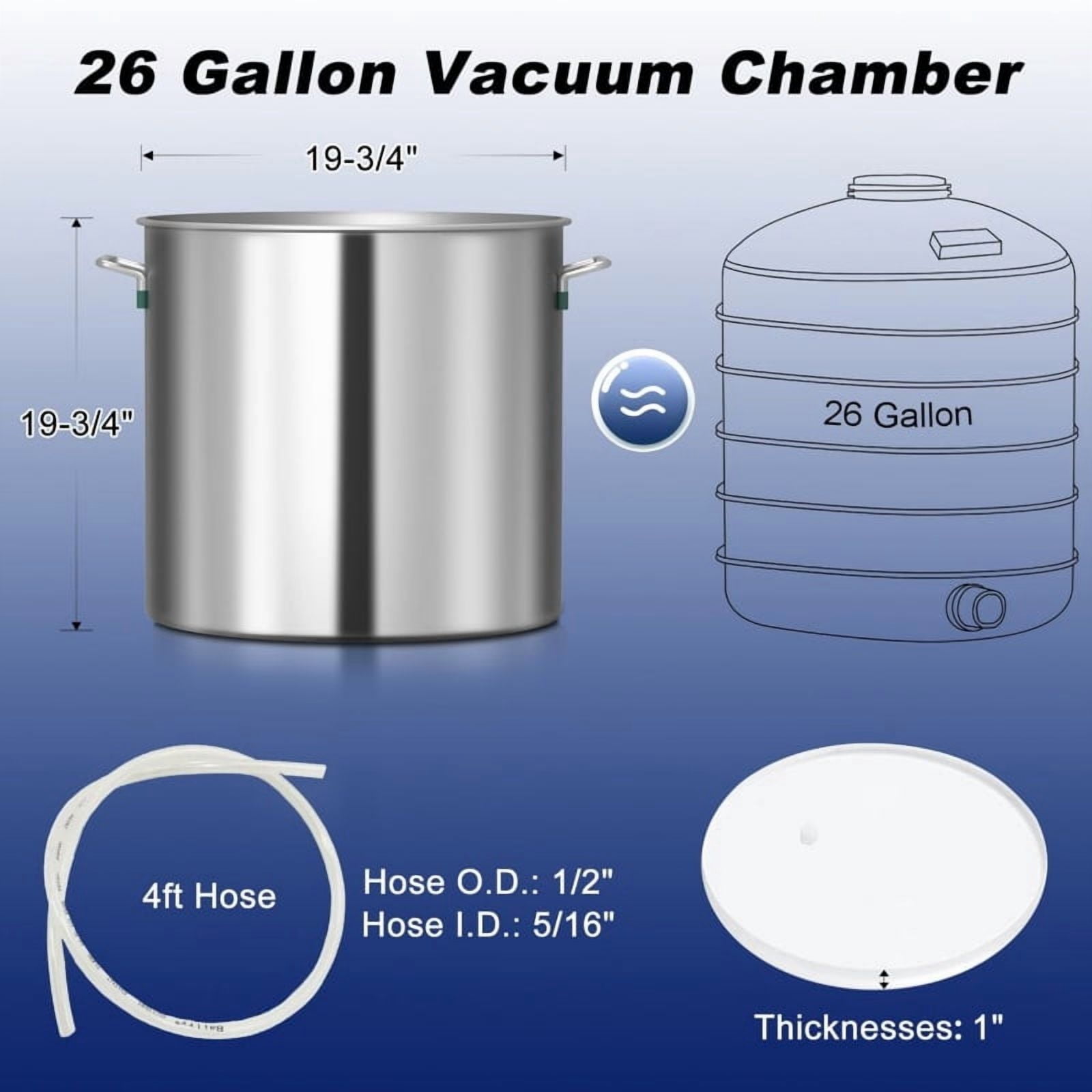 golytefs 304 Stainless Steel Vacuum Chamber for Silicone Epoxy Wood Stabilizing (40*40cm)