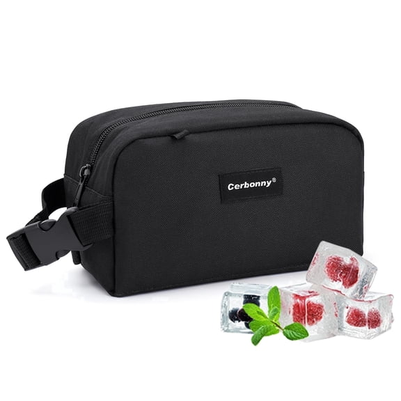 Cerbonny Mini Freezable Lunch Bag, 9.5"×5.5"×4.5" Small Insulated Cooler Box with Ice Pack and Handle Buckle for School Work Travel