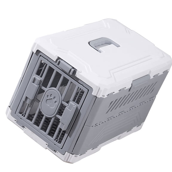Shelf Storage Pet Travel Box, Cats and Small Dogs, Store-Flat Plastic Kennel with Front Door and Top Carry Access