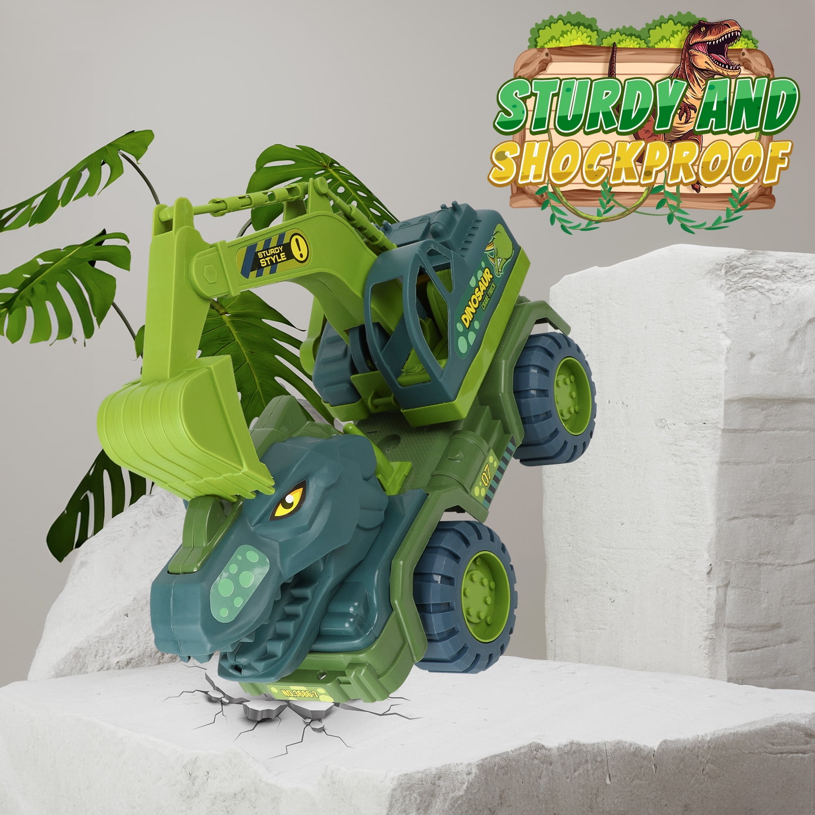 Dinosaur Toy Truck for Boys, Dinosaur Large Construction Vehicle, Tyrannosaurus Rex Excavator, Dinosaur Toys Gift for Boys Kids Ages 3+
