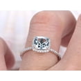 thumbnail image 4 of 7mm Cushion Cut Aquamarine Engagement Ring 14k White Gold Ring Diamond Wedding Band Diamond Halo Gemstone Bridal Ring Anniversary Ring, 4 of 5