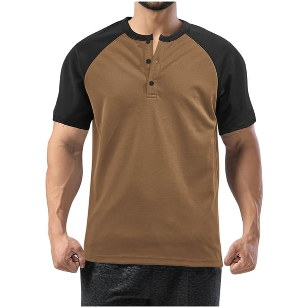pstuiky camisetas para hombre, Camisa informal de moda para hombre, con botones, color a juego, bolsillo en el pecho, manga corta y solapa camisetas de hombre xl