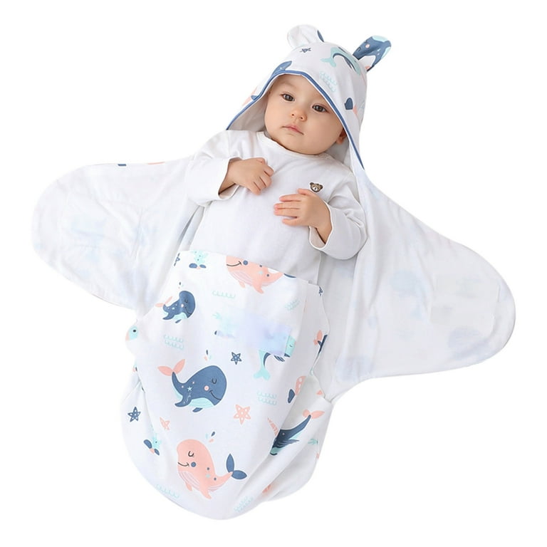 Toddler Receiving Blankets Boys Girls Swaddle Wrap Printed Sleeping Cooton Hoodie Swaddle Wrap Lightweight Soft Cute Spring Summer Kids Blankets For