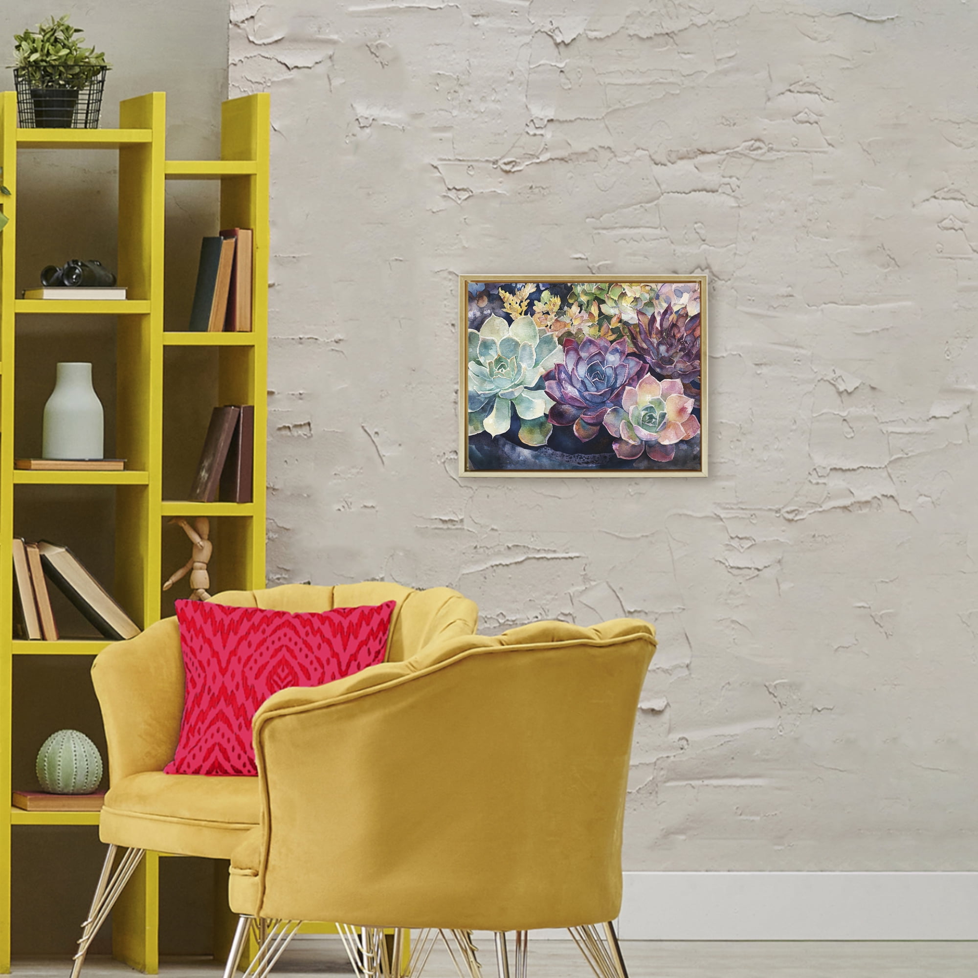 Stupell Industries Tutti Succulents Collection Gold Framed Floater Canvas Wall Art, design by Svetlana Aleynikova