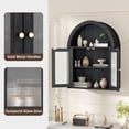 thumbnail image 3 of Arched Bathroom Cabinet, Wall Mounted Bathroom Cabinet with Tempered Glass Doors and Adjustable Shelf, for Kitchen, Living Room, Laundry Room, Restroom, Black, 3 of 18