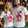 thumbnail image 3 of Camisetas para hombre, camiseta de algodón con cuello redondo, diseño de pastel de corazón y rosa enana, manga corta para hombre, San Valentín, gnomo, fresa, 3 of 8