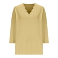 thumbnail image 5 of Jsaierl Womens 3/4 Length Sleeve Tops Casual V Neck Shirts Boho Solid Ladies Blouses Flowy Vacation Tunic Top S-3XL, 5 of 6
