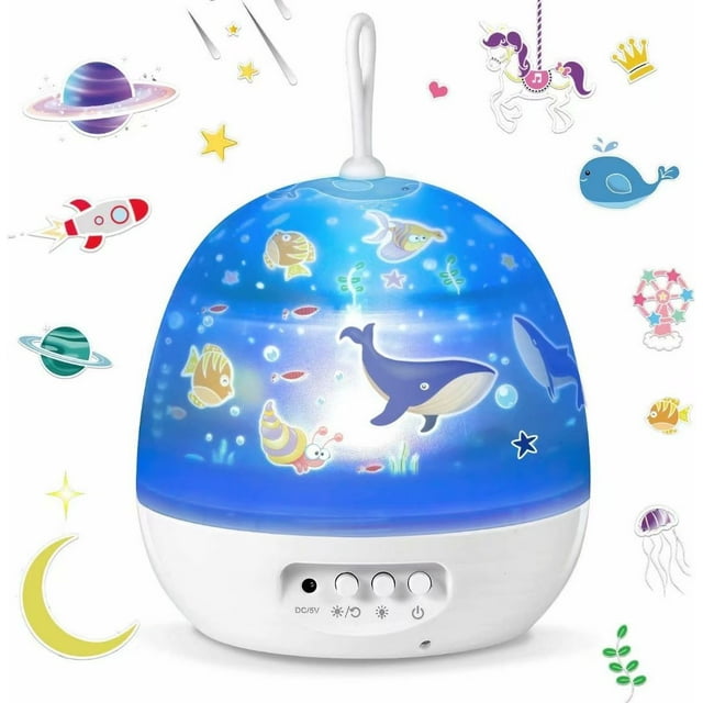 Kids Star Night Lights - 4 Set Films 360 Degree Rotating Star Projector, Bedside Lamp
