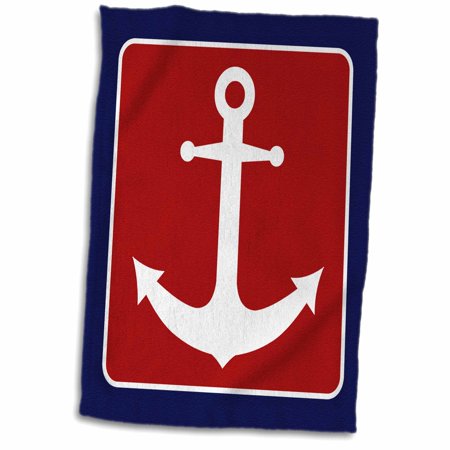 3dRose Red White and Blue Nautical Anchor Design - Towel  15 by 22-inch