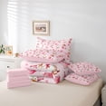 thumbnail image 5 of Manfei Kawaii Duck Goose Bedding Comforter Set 7pcs, Happy Birthday Party Queen Bedding Sets, Girly Pink Cartoon Christmas Reversible Queen Sheet Sets, Microfiber Bedroom Decor, 5 of 7
