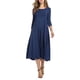 thumbnail image 4 of Sonducket Vestido de mujer Cuello Otoño Vestido de mujer Traje de cuello Media manga Vestido de columpio grande Vestidos Azul oscuro METRO, 4 of 6