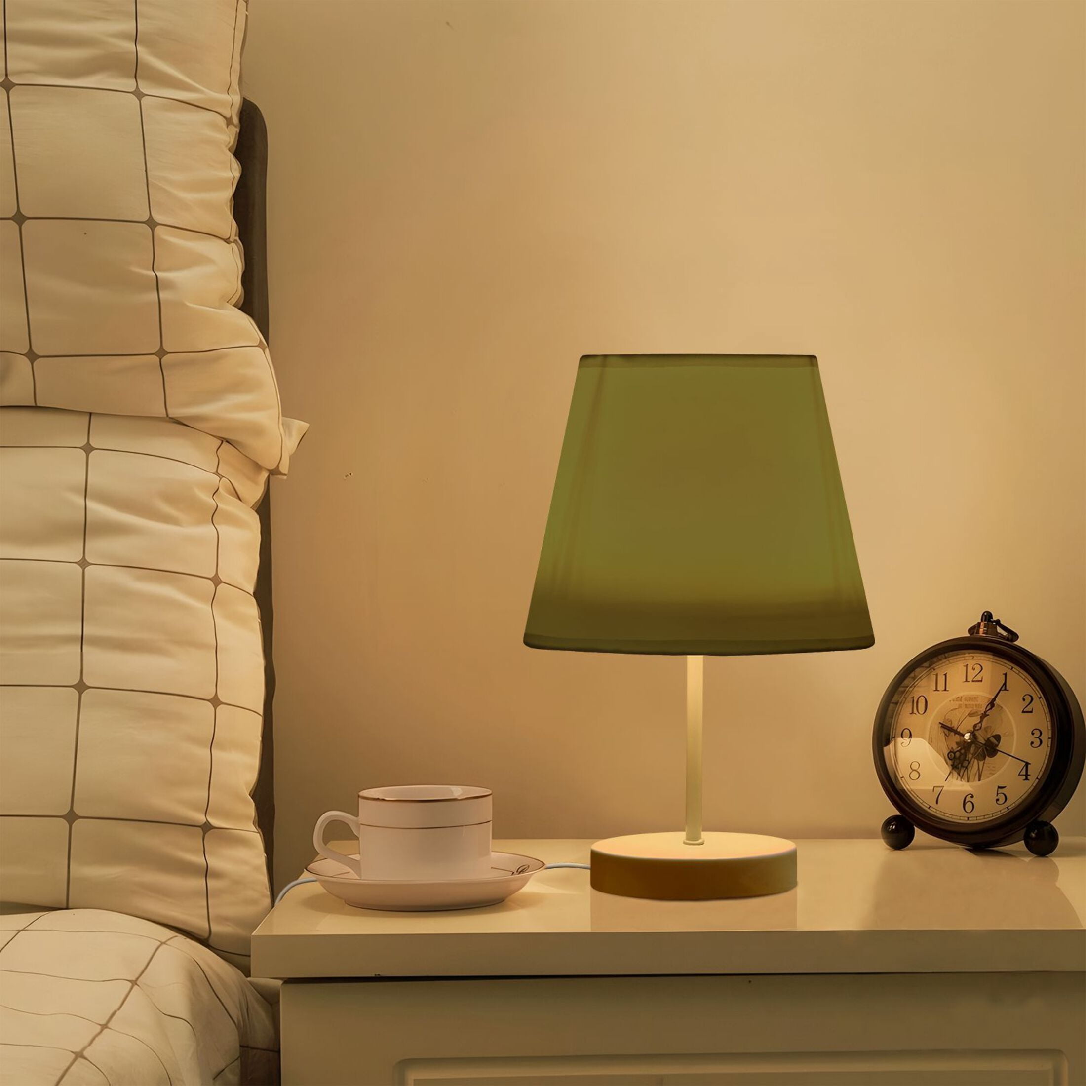 LED Desk Lamp Olive Green Table Nightstand Lamps with 3 Color Temperatures for Home Bedroom Living Room Decor 6x11