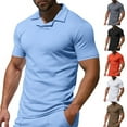 thumbnail image 1 of Fanxing Chemises de Golf pour Hommes Manches Courtes Marron Coupe Régulière Col en V Chemises d'Été TTG, 1 of 7