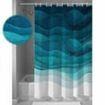 thumbnail image 3 of Teal Turquoise Waves Shower Curtains for Bathroom Waterproof Fabric Bath Curtains Decor Bath Tub Curtain Ombre Coastal Ocean Water Abstract Decorative Shower Curtain Sets with 12 Hooks, 72x72 Inch, 3 of 6
