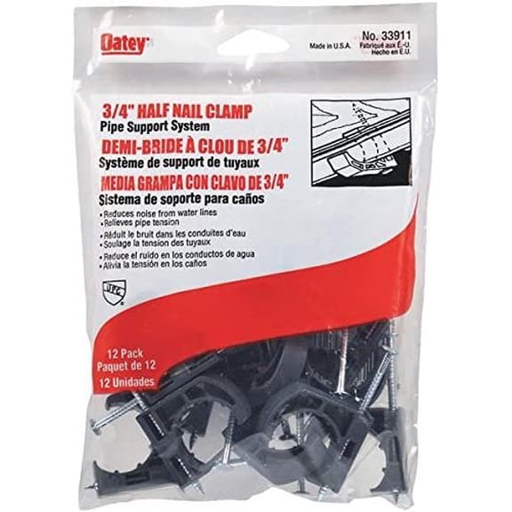 Oatey 33911 3/4" Half Clamp With Barbed Nail 12 Count