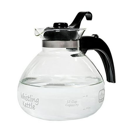 Medelco Caf√© Brew Glass 12 Cup Stove Top Whistling Tea (Best Glass Tea Kettle)