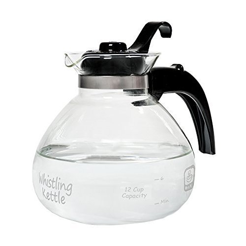 Medelco Cafe Brew Glass 12 Cup Stove Top Whistling Tea Kettle Walmart