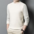 thumbnail image 1 of Styesk Mens Sweater Men Casual Printing Round Neck Solid Color Long Sleeve Striped Knit Sweater, 1 of 3