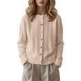 thumbnail image 2 of Kureaily Round Neck Colorful Button Knitted Cardigan Sweater Open Front Long Sleeve Casual Outwear Cozy Lightweight Pullover Top For Daily Wear Button Down Cardigan, 2 of 5