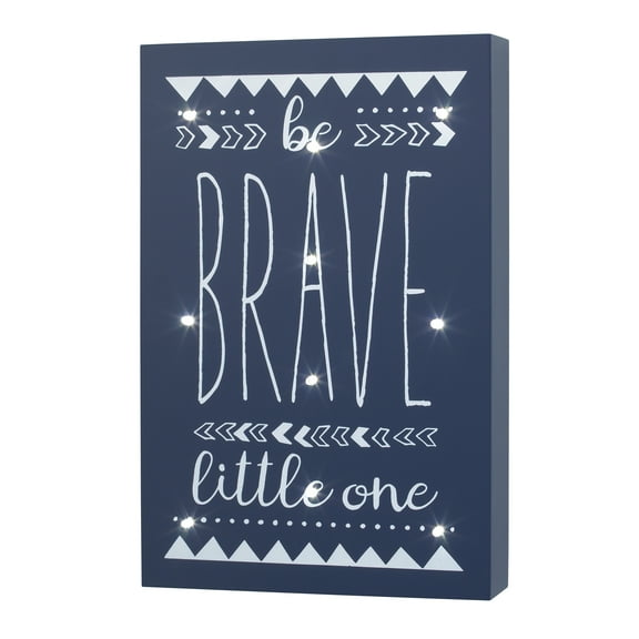 Little Love by NoJo Navy and White Aztec Be Brave Lighted Wall Hanging, Nursery, Boy