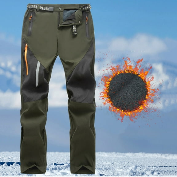 Kalauyu Men's Lightweight Hiking Tactical Pants Waterproof Quick Dry Cargo Work Rain Outdoor Fleece Thermal Pants Pockets