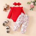 thumbnail image 5 of Owordtank Newborn Infant Baby Girl Outfits Ruffle Bear Long Sleeve Romper Bodysuit Tops Pants Set Cute Fall Winter Clothes, 5 of 8