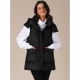 thumbnail image 2 of DARING DIVA Women's Puffer Vest Coat Hooded Zip Up Long Sleeveless Jacket XL Black, 2 of 6