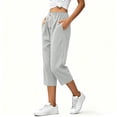 thumbnail image 6 of UKHCCC Women's Plus Women's Loose Fit Waffle Knit Capri Pants with Pockets Elastic Waist Drawstring Casual Summer Lounge Joggers Soft Cotton S-2XL, 6 of 9