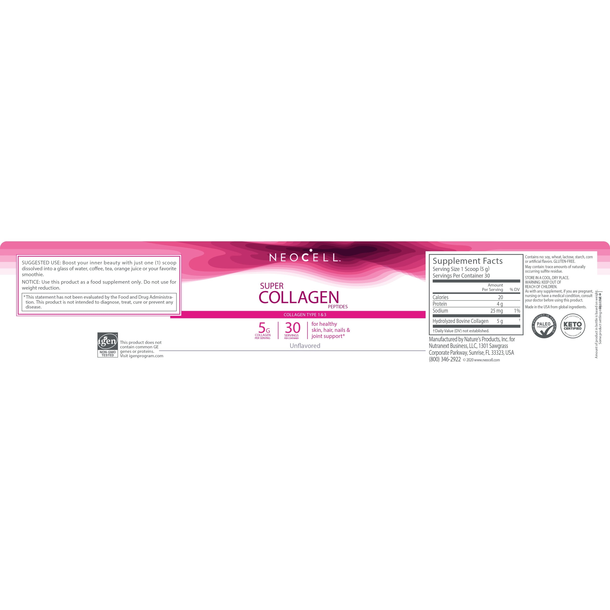 Buy NeoCell Super Collagen Peptides, GrassFed Collagen Types 1 and 3