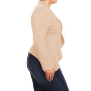 Women's Plus Size Casual Long Sleeves Open Front Solid Office Work Wear Blazer Jacket