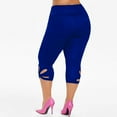thumbnail image 6 of Henpk Leggings Yoga Plus Size Deals Clearance Under 10 Fashion Fashion Women Plus Size Solid Hollow Elastic Waist Casual Leggings Pants Blue XXXL, 6 of 9