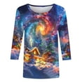 thumbnail image 4 of JURANMO Merry Christmas Women's 3/4 Sleeve Shirts Fashion Glitter Christmas Tree Print Casual Holiday Party Tops Casual Crewneck Pullover Tees Deals of the Day X-Multicolor#Fashion Holiday Top XXXL, 4 of 6