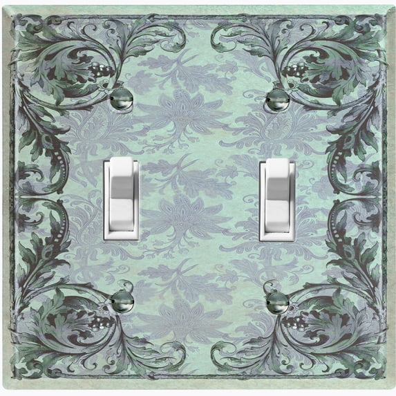 Metal Light Switch Plate Cover Elegant Green Grape Vine Damask Frame FRA049