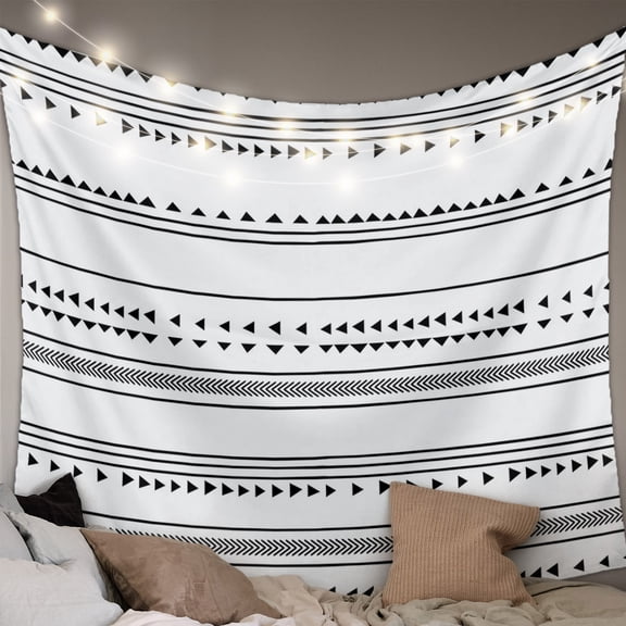 Boho Black White Modern Stripes Large Tapestry for Bedroom Wall Hanging Tapestry,Farmhouse Abstract Art Ceiling Backdrop Tapestries Poster Blanket Wall Decor for Teens Room Living Room Dorm 85" x 90"